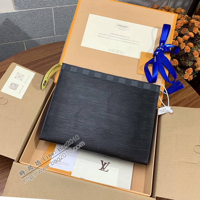 LV專櫃2023新款升級版男士手包 M67899黑色 路易威登Pochette Voyage中號手袋手拿包 dn1034